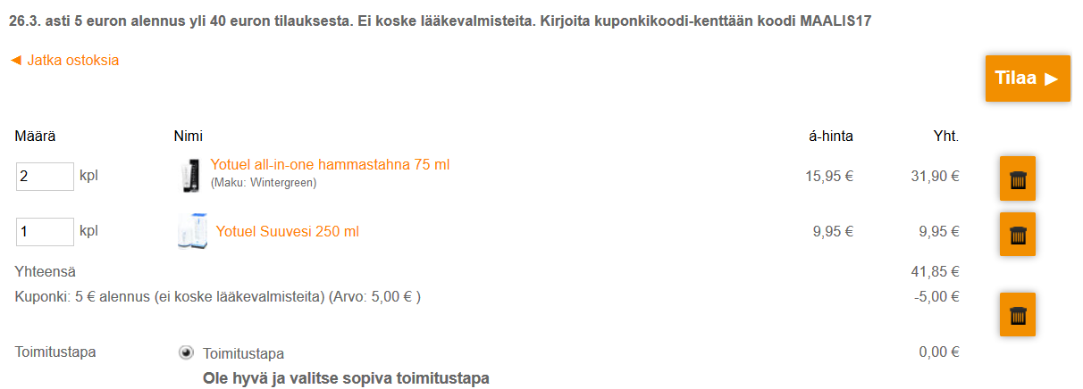 Yotuel 5€ alennus + ilmainen toimitus (alennuskoodi)